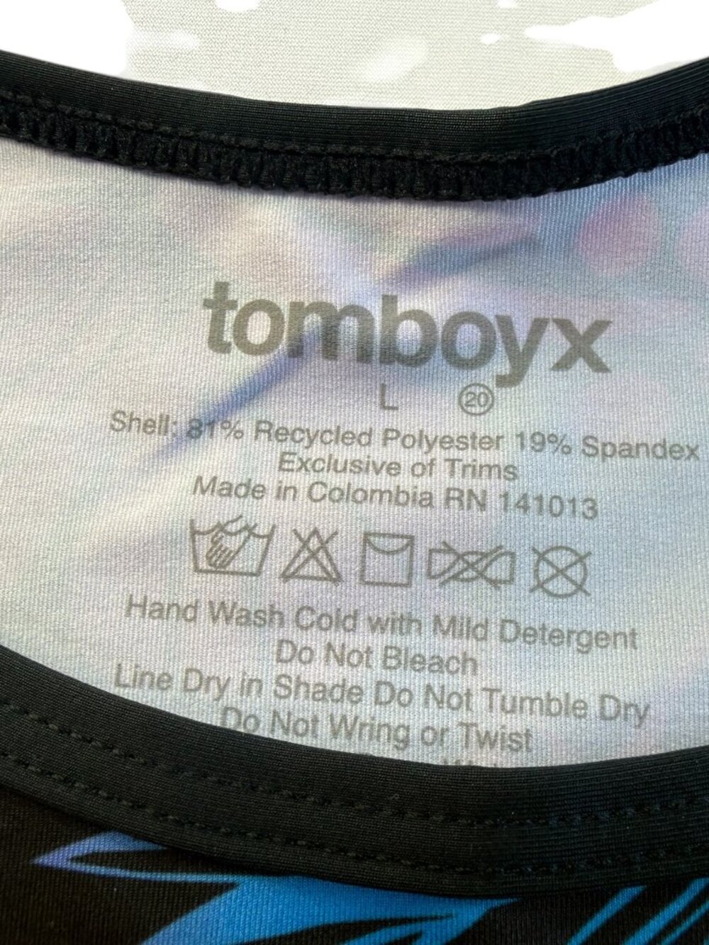 Tomboyx Tank Top Black with floral Hawaiian Flower Leaf Pattern. Size women's L - Picture 6 of 7